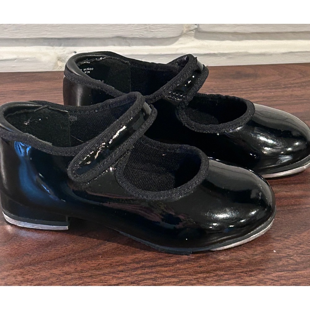 Weissman W2600 Kids Black Patent Tap Shoes Mary‎ Jane Dance Size 7.5CM Recital